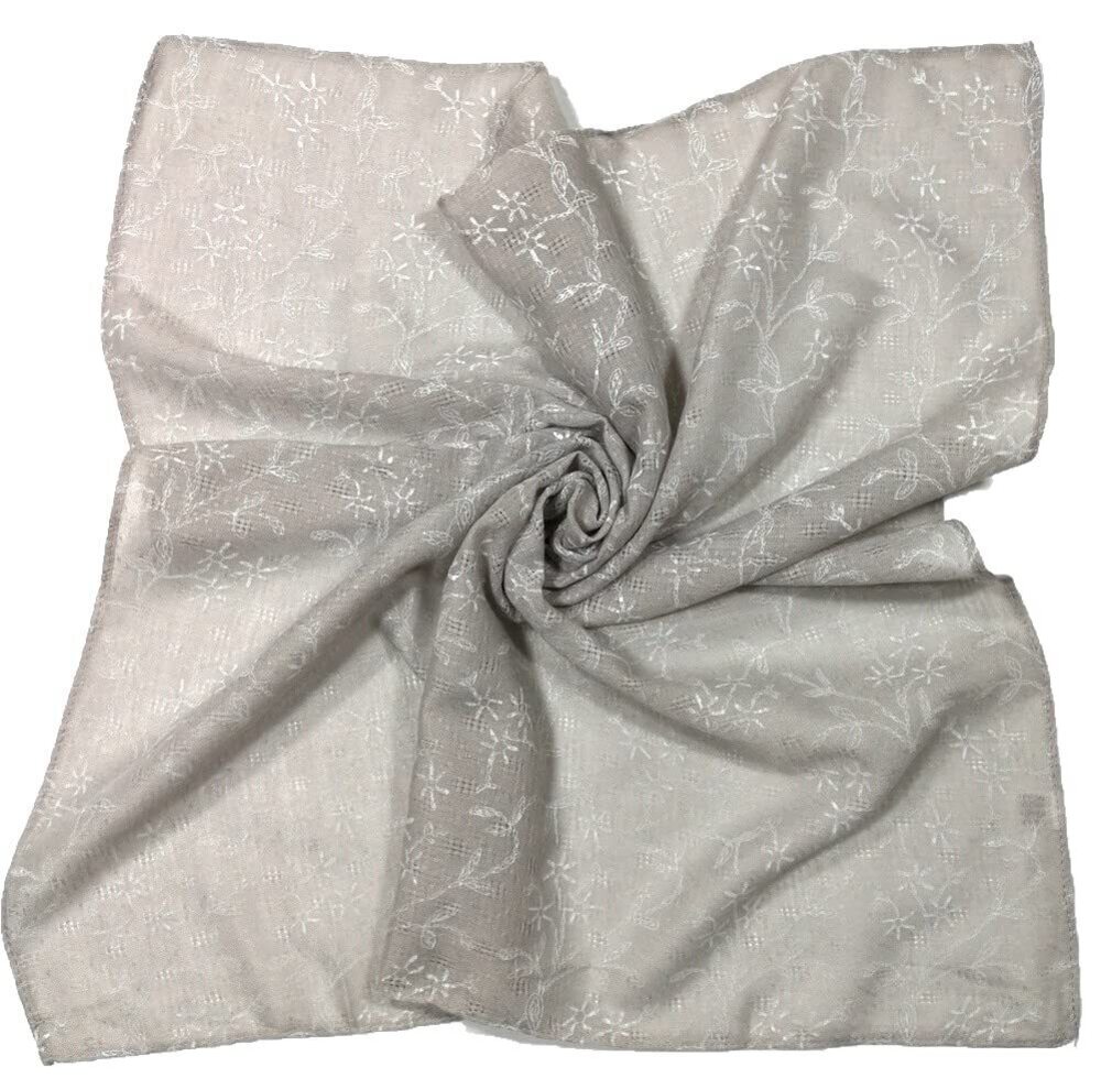 6437 Unisex Cotton Square Bandanas Scarves 24x24 Floral-Grey